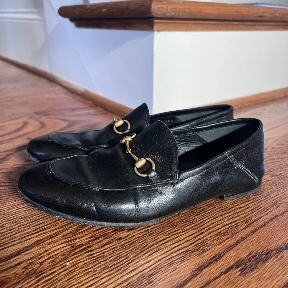 Gucci Brixton‎ Black Leather Horsebit Loafers 414989 38.5 - Picture 6 of 16